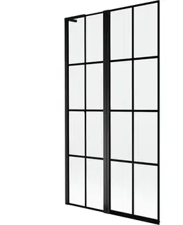 Sprchové dvere MEXEN/S - Mist L vaňová zástena 2-krídlová ľavá 100 x 150, čierna kratka, čierna 8A9L-100-011-70-77-L