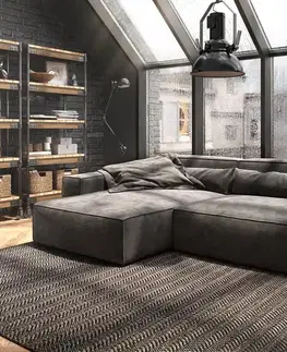 Rohové sedacie súpravy DELIFE Rohová pohovka Sirpio XL 270x170 cm mikrovlákno khaki-hnedá variabilné ležadlo