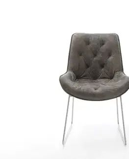 Jedálenské stoličky DELIFE Jedálenská stolička Taimi-Flex mikrovlákno sivá vintage tenká podstava nerezová oceľ