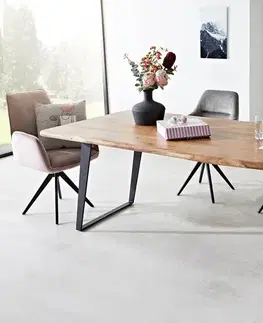 Jedálenské stoly DELIFE Jedálenský stôl Edge 180x90 XL akácia prírodná kov šikmý Live-Edge