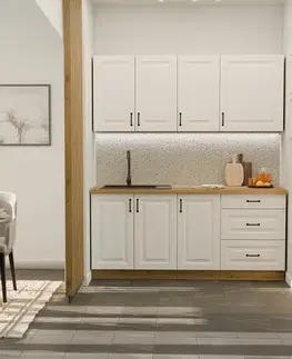 Modulový kuchynský nábytok Kuchynská linka Stilo Biely/Artisan 180cm bez pracovnej dosky