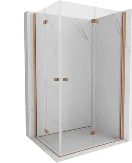 Sprchovacie kúty MEXEN/S - Mist-F Duo sprchovací kút skladacie dvere pravá 70 x 75, transparent, meď kartáčovaná 8A6-070L-075P-65-00