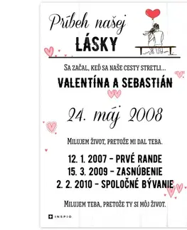 Obrazy s textom Obraz na stenu - Príbeh našej lásky srdiečka