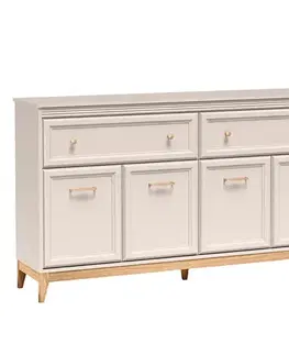 Komody so zásuvkami a dvierkami Komoda Windsor 2w 180 kašmír/dub prírodný