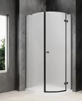 Sprchové dvere POLYSAN - GLOBE GUN METAL štvrťkruhová sprchová zástena 800x1000, matné sklo, pravé GB2810MRGM