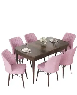 Jedálenské sety Extendable Dining Table & Chairs Set (7 Pieces) Nef - Baroque, Pink
