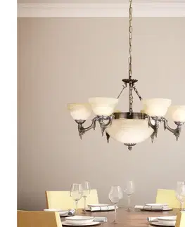 Svietidlá EGLO 85858 - Luster na reťazi MARBELLA 9xE14/60W alabastrové sklo 85858