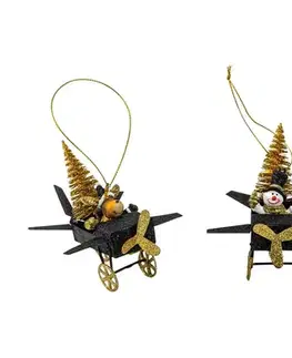 Vianočné dekorácie MAKRO - Figurka vianočné v lietadlo 8x9,5cm rôzne motívy