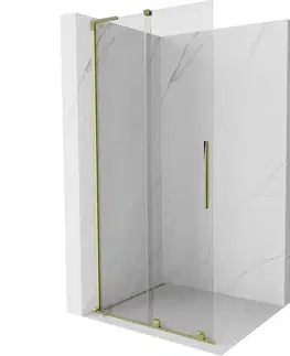 Sprchové dvere MEXEN/S - Velar L Sprchová zástena posuvná Walk-in 100 x 200, transparent 8 mm, zlato 871-100-003-03-50