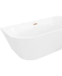 Vane MEXEN/S - Oris voľne stojaca vaňa nástenná reliéf 150 x 75, biela, sifón a prepad meď kartáčovaná 52871507500-65