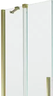 Sprchové dvere MEXEN/S - Velar Dvojkrídlová posuvná vaňová zástena 75 x 150, transparent, zlatá 896-075-000-01-50