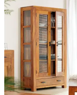 Knižnice Vitrína presklená Rami 100x180x45 indický masív palisander