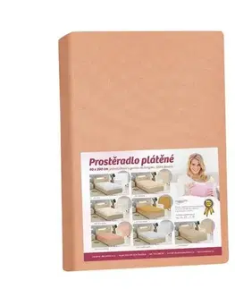 Plachty Bellatex Plátené prestieradlo s gumou, marhuľová, 90 x 200 cm
