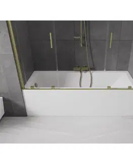Sprchové dvere MEXEN/S - Velar Duo Dvojkrídlová posuvná vaňová zástena 200 x 150, transparent, zlatá kartáčovaná 896-200-000-02-55