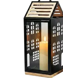 Taburetky Estilo Home Dekoratívna lucerna HOME 47,5 cm čierna/béžová 5905623254579