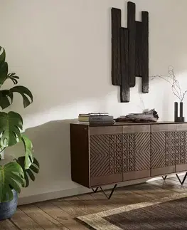 Komody DELIFE Komoda Manjula 145 cm mango hnedá 4 dvierka podstava v tvare V kov čierna
