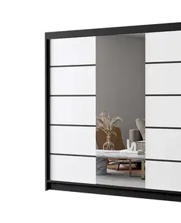 Šatníkové skrine OLEANDER VI šatníková skriňa, čierna / biela 