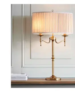 Lampy Endon 63648 - Stolná lampa STANFORD 2xE14/40W/230V mosadz/béžová 63648