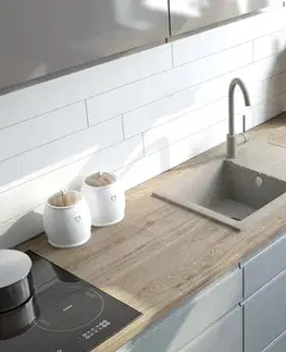 Kuchynské drezy DEANTE DEANTE - Zorba beige - Granitový drez vrátane batérie, 1 - bowl s odkvapkávačom ZQZA511A