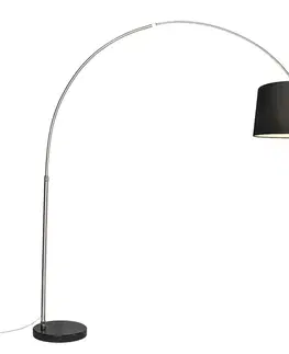 Oblúkové lampy Oceľová oblúková lampa s látkovým tienidlom čierna 45 cm - XXL