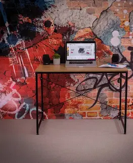 Písacie a pracovné stoly KONDELA Mellora 100 písací stôl dub / čierna
