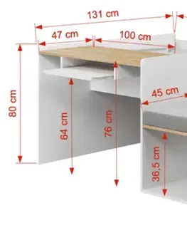 Postele ArtBed Detská vyvýšená posteľ so stolíkom MEGAN | biela 80 x 180 cm