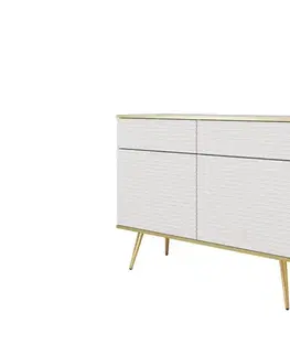 Komody ArtPS Komoda BIJOU KSZ-107 MDF | biela / zlaté nohy