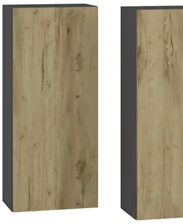Kúpeľňový nábytok NABBI Baleta 2S kúpeľňová skrinka na stenu (2 ks) antracit / craft zlatý