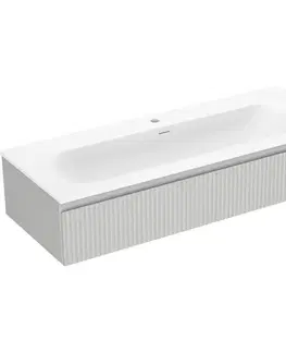 Kúpeľňový nábytok MEXEN/S - Rivel kúpeľňová skrinka 120 cm s umývadlom Vela, 1 šuplík, reliéf, šedá mat/biela mat 91A20-12023-1-BF62-W23M01