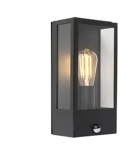 Vonkajsie svetlo so senzorom Vonkajšia nástenná lampa čierna s pohybovým senzorom IP44 - Rotterdam