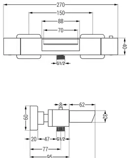 Kúpeľňové batérie MEXEN - Termostatická vaňová batéria Cube, zlatá 77360-50