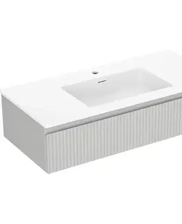 Kúpeľňový nábytok MEXEN/S - Rivel kúpeľňová skrinka 100 cm s umývadlom Otis, 1 šuplík, reliéf, sivá mat/biela mat 91A20-10023-1-BF62-W18M01
