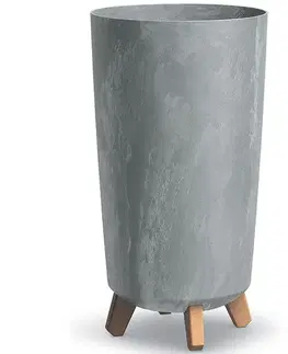 Kvetináče a truhlíky NABBI DGTL240E plastový kvetináč na nožičkách 23,9 cm sivý betón