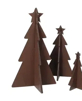 Vianočné dekorácie Dekorácia Rustic Trees 3 ks hnedá