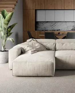 Rohové sedacie súpravy DELIFE Rohová pohovka Sirpio 230x155 cm manšester béžová variabilné ležadlo