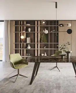 Jedálenské stoly DELIFE Jedálenský stôl Edge zaoblený 200x100 keramika Laminam® Emperador Extra Lucidato tmavohnedá kov efektové prevedenie titánová skosený