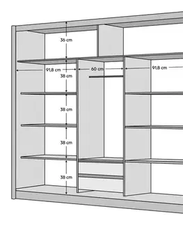 Šatníkové skrine KONDELA Ladder 250 šatníková skriňa s posuvnými dverami dub craft / čierna