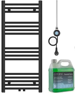 Doplnky do kúpeľne CERANO - Kúpeľňový elektrický radiátorový set Benito - WIFI - 300W - čierna matná - 1000x450 mm CER-698767