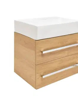 Kúpeľňový nábytok Kúpeľňová skrinka s umývadlom SAT Cube Way 60x53x46 cm dub Hickory mat CUBE46602DHSATCWL CUBE46602DHSATCWL