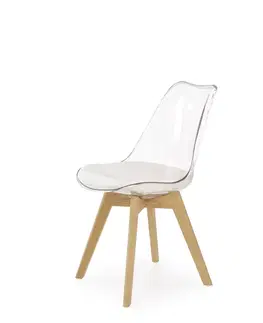 Jedálenské stoličky HALMAR K246 jedálenská stolička biela / priehľadná / buk