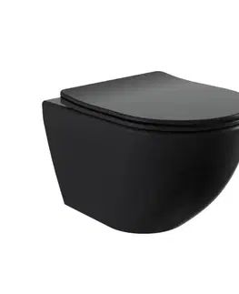 Záchody Wc s doskou softclose závesné vírové SAT Fusion čierna mat zadný odpad SATFUS010RTORPBKM SATFUS010RTORPBKM