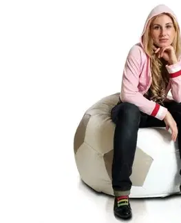 Sedacie vaky a kocky Sedací vak lopta sport l ekokoža 325l TiaHome - svetlo sivá