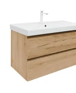 Kúpeľňový nábytok Kúpeľňová skrinka 2 zásuvková s umývadlom SAT B-Way 99x50x45 cm dub mat BWAY2100OAKU1BBI BWAY2100OAKU1BBI