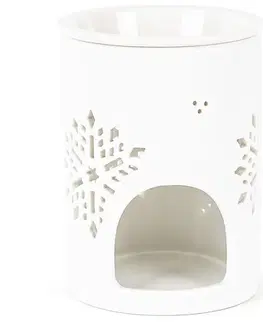 Svietniky Porcelánová arómalampa Snow flower biela, 8,5 x 12 cm