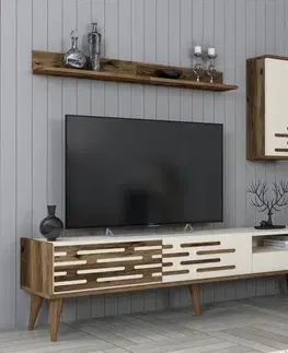 Obývacie steny TV skrinka / Obývacia stena Valensiya - Walnut, Cream