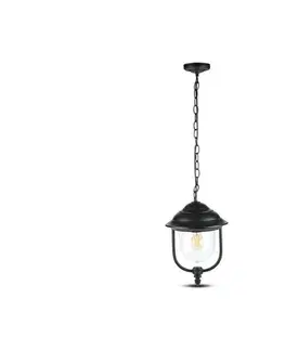 Svietidlá  Vonkajší luster na reťazi 1xE27/60W/230V IP44 čierna 7529