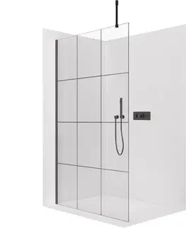 Sprchovacie kúty CERANO - Sprchová zástěna Walk-in Onyx Top Cube L/P - 8 mm - hranatá vzpěra - černá matná, industriální sklo - 160x200  CER-8050BD7005