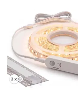 Záhradné lampy SmartLED SADA 1x LED pás so senzorom FLEX LED/3,6W/4xAA 2 m + 2x vstavané profily 1 m 2xSD0107+1xP227986