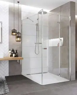 Sprchovacie kúty Mereo Sprchovací kút, Novea, obdĺžnik, zalamovací, 90x100 cm, chróm ALU, sklo Číre, dv. pravé a pevný diel CK13823ZP