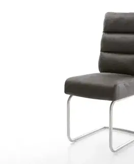 Jedálenské stoličky DELIFE Jedálenská stolička Pela-Flex mikrovlákno antracitová vintage jedálenská stolička okrúhla nerezová oceľ vrecková pružina